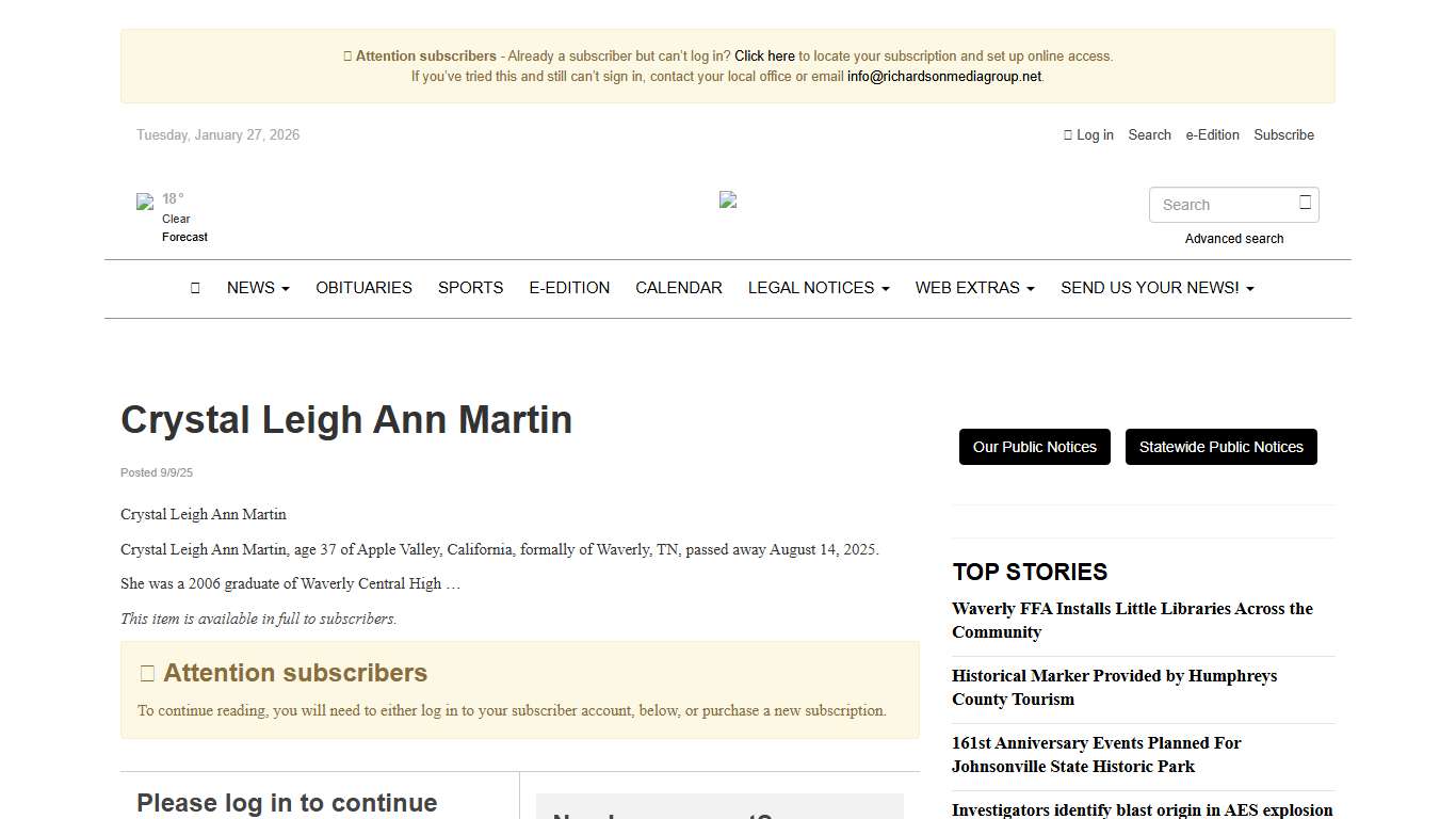 Crystal Leigh Ann Martin - Waverly News-Demorat